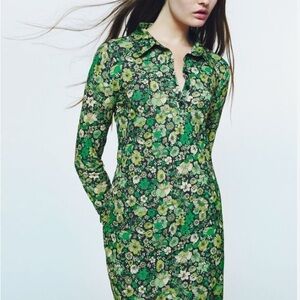 Adorable Floral Green Dress from Zara